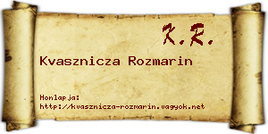 Kvasznicza Rozmarin névjegykártya